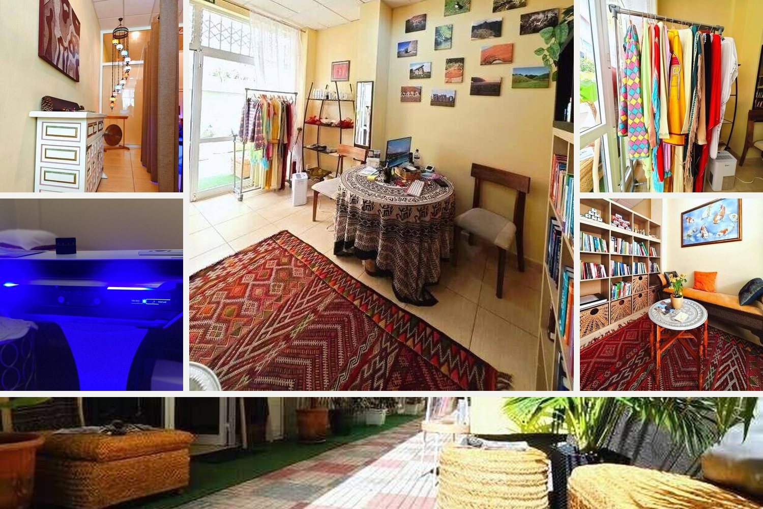 Das Institut in Puerto de la Cruz: Sitzungsraum, Leseecke, Wellness Oase, BIOW-Gerät und die Ladenpassage