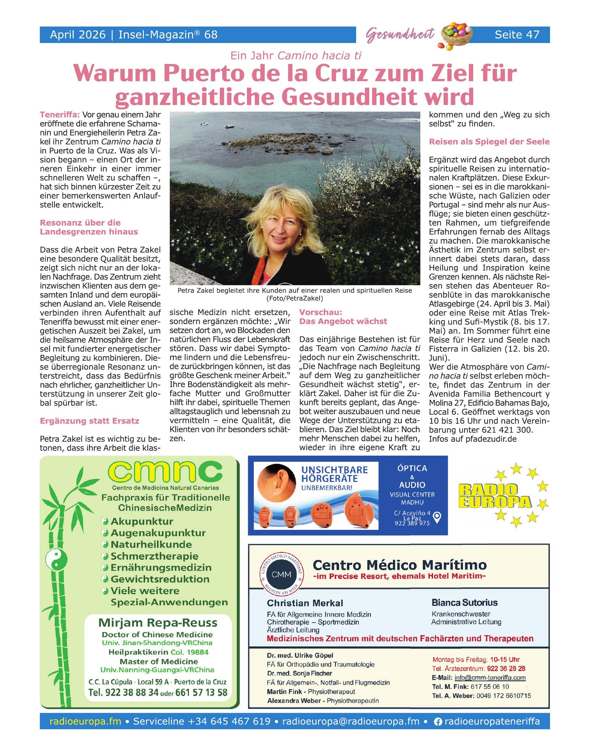 Spirituelle Abenteuerreisen zu hochenergetischen Kraftplätzen von Mutter Erde — Insel Magazin, 2026, Seite 1