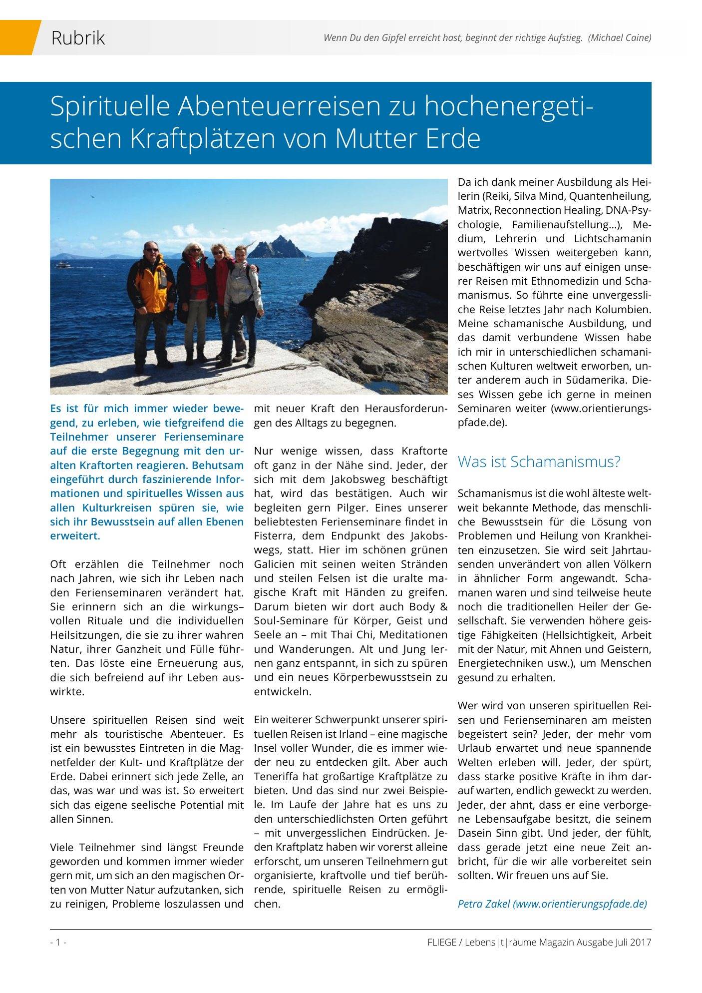 Spirituelle Begleitung — Lebens|t|räume, Juli 2017, Ausgabe 50, Seite 1